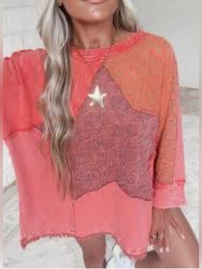 Easel bright & sunny star patch waffle tee